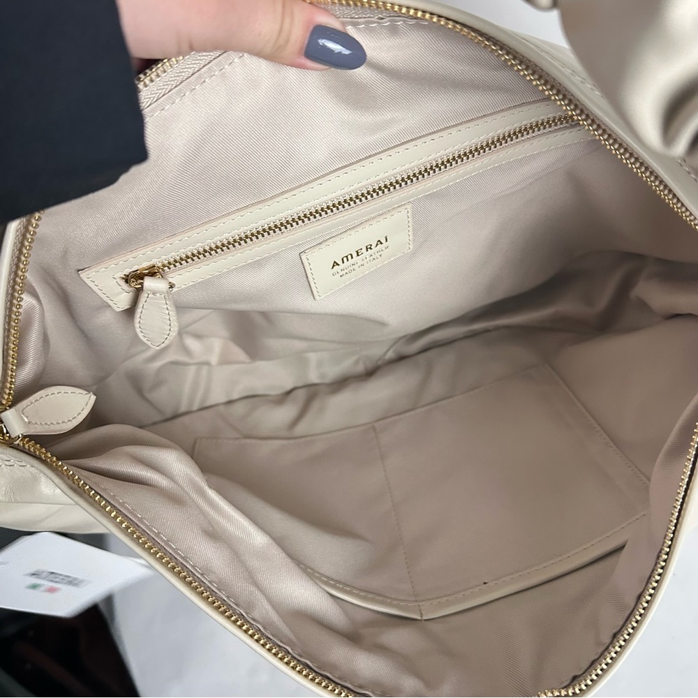 Chic Cream Hobo Bag with Ruched Handle - Picture 8 of 9